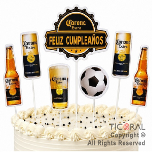CAKE TOPPER PARA TORTA FELIZ CUMPLEA�OS CERVEZA X 7 UNIDADES